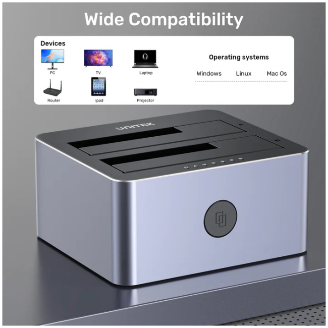 Unitek SATA6G Dual Bay HDD Docking Station Alum Black Y-3026 - Image 11