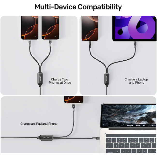 Unitek USB-C Cable PD100W 2-in-1 Dual Charging C14146ABK01-1.8M - Image 6