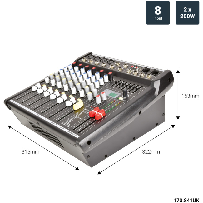 Citronic CSP408 8 Channel Mixer & Amplifier 400W with DSP 170.841UK - Image 4
