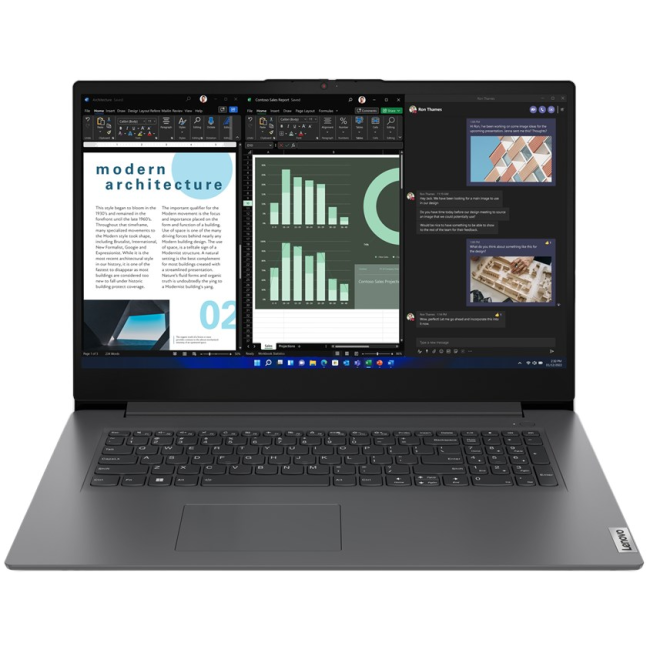 Lenovo V V17 G4 IRU Intel® Core™ i5 i5-13420H Laptop 43.9 cm (17.3") Full HD 16 GB DDR4-SDRAM 512 GB SSD Wi-Fi 6 (802.11ax) Windows 11 Pro Grey