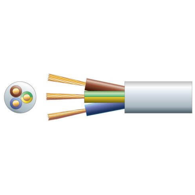 Mercury Mains Power Cable 3-Core 10A 1.0mm 100m White 804.341UK - Image 2
