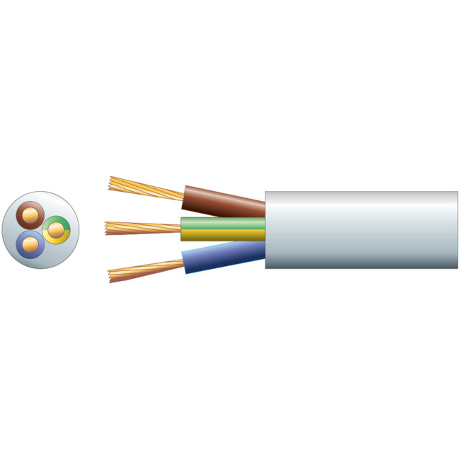 Mercury Mains Power Cable 3-Core 15A 1.5mm 100m White 804.347UK - Image 2