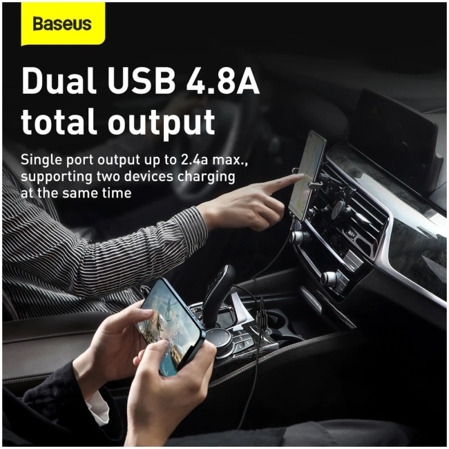 Baseus GRAIN Pro Car Charger 4.8A Black - Image 3