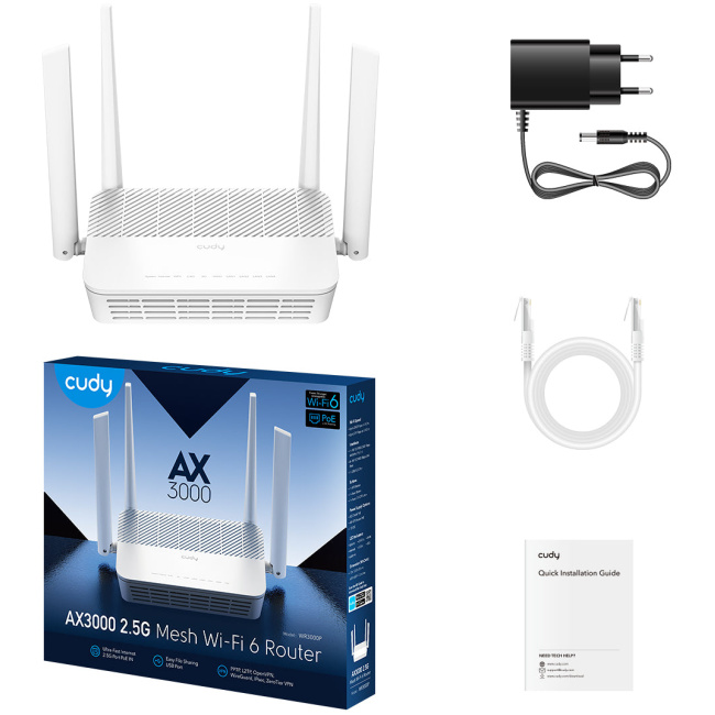 Cudy Router AX3000 Dual Band 2.5G Wi-Fi 6 Mesh VPN PoE WR3000P - Image 3