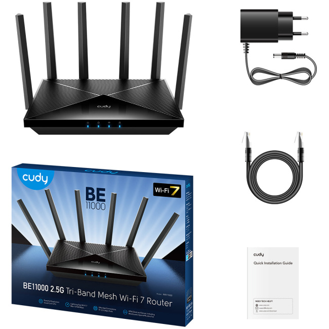 Cudy Router BE11000 Tri-Band Full 2.5GbE Wi-Fi 7 Mesh VPN WR11000 - Image 3
