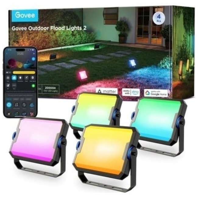 Govee Outdoor Flood Lights Smart LED RGBICWW (4pack) H8057