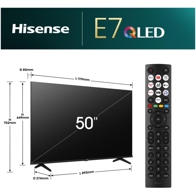 Hisense 50E7Q 50''  4K QLED TV Smart - Image 4