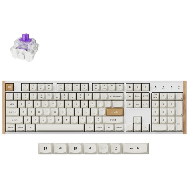 Keychron K10 HE (K10H-Q1) Special Wood Edition White Wireless Magnetic Hall Effect RGB 100% US