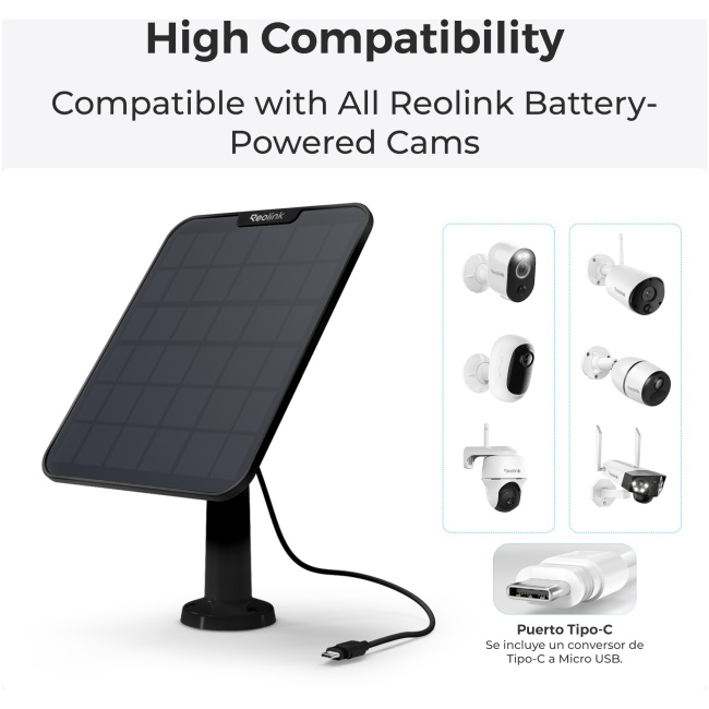 Reolink BPS Solar Panel 2 for Reolink Battery Cameras Black 6W (Type C) - Image 7