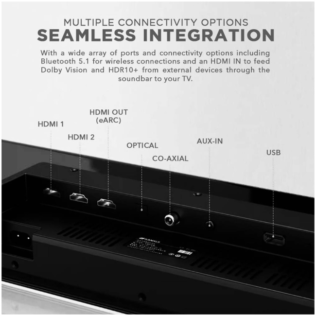 SonicGear STUDIOBAR 3000 Dolby Atmos 700W 5.1.2 Soundbar Incl 2xUHF Wireless Microphones 3xHDMI,BT,USB - Image 4