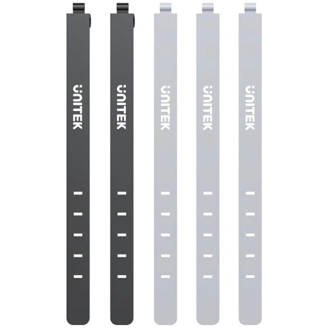 Unitek Cable Organizer Silicone FlexiTies 5pk (2xBlack 3xGrey) 135x10mm OT1095A