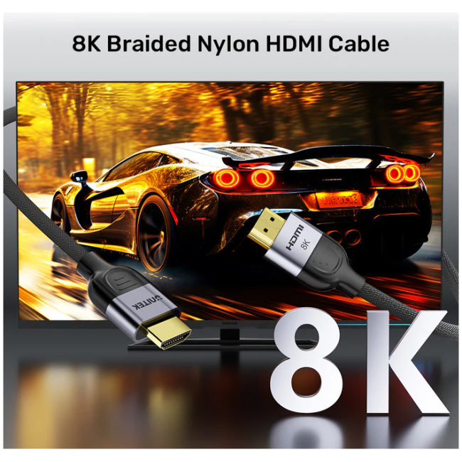Unitek HDMI 2.1 Cable 8K60Hz Braided 2.0m C11093RGY-2M - Image 3