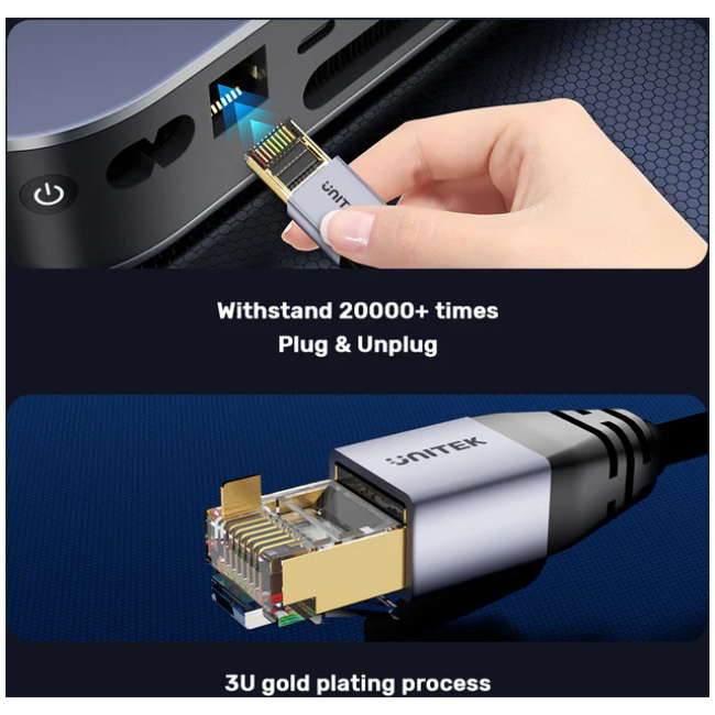 Unitek Network Patch Cable CAT8 Black 20.0m C18149A-20M - Image 7