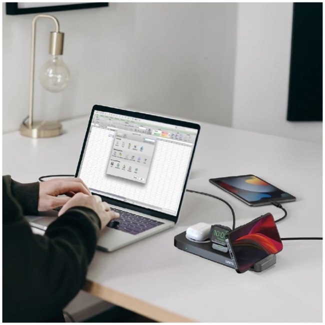 Unitek P1222B 5-in-1 MagMighty Combo 48W 3x Wireless Charging Areas 1x USB-A 1x USB-C - Image 6