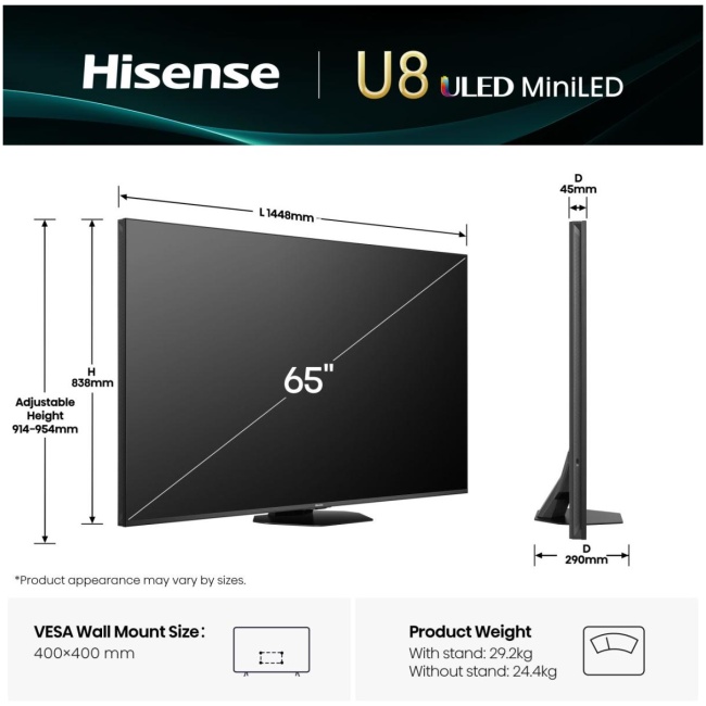 Hisense 65U8Q 65'' 4K Smart QLED MINI LED 120hz Gaming TV - Image 23