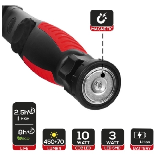 Rexer Work Lamp 450lm 270d Swivel Dimmable Magnet Hook USB RX9060 - Image 5