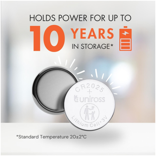 Uniross Lithium-Button Cell CR2025HP High Power (5pack) - Image 2
