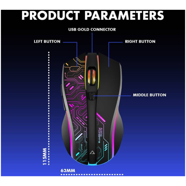 Armaggeddon Gaming Mouse Wired+2.4G Recharge FOXBAT-III CYBERPANK Black - Image 12