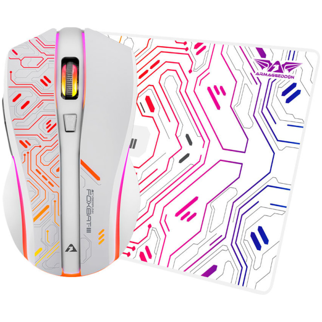 Armaggeddon Gaming Mouse Wired+2.4G Recharge FOXBAT-III CYBERPANK White - Image 2