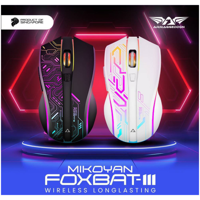 Armaggeddon Gaming Mouse Wired+2.4G Recharge FOXBAT-III CYBERPANK White - Image 4