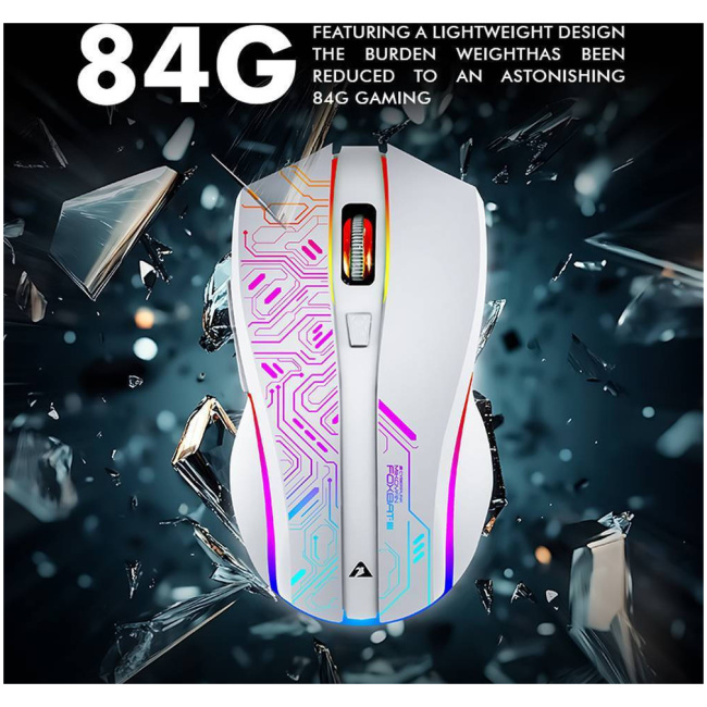 Armaggeddon Gaming Mouse Wired+2.4G Recharge FOXBAT-III CYBERPANK White - Image 5