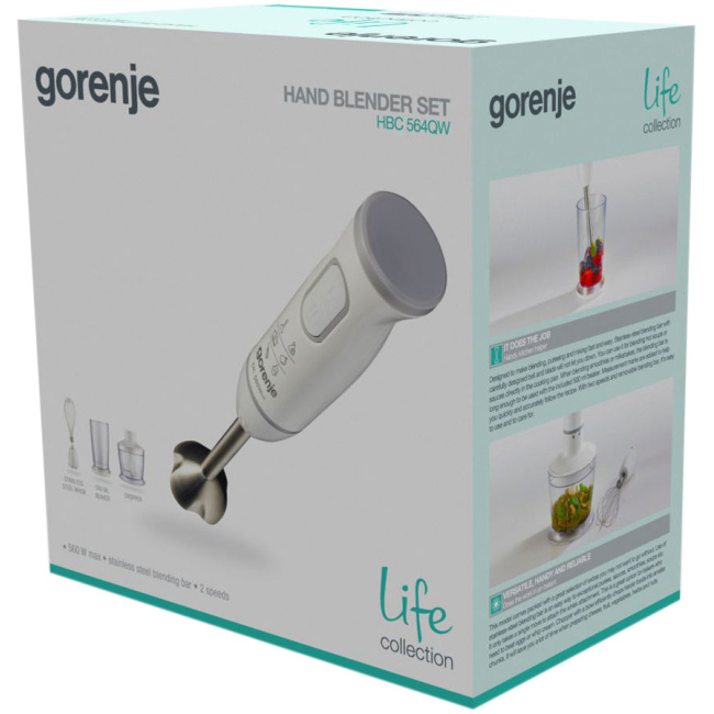 Gorenje Kitchen Blender Hand Mixer & Chopper 560W HBC564QW White - Image 5