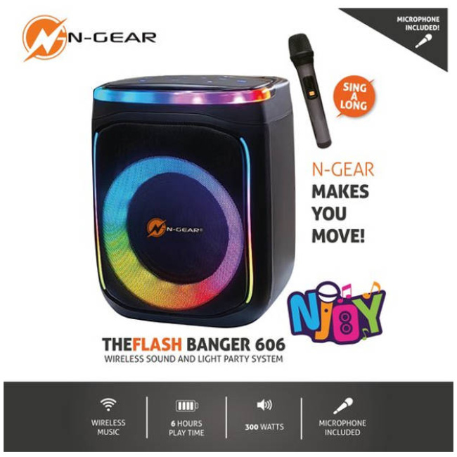 N-Gear FLASHBANGER 606 Karaoke Speaker BT/USB with 1x Wireless Microphone - Image 3