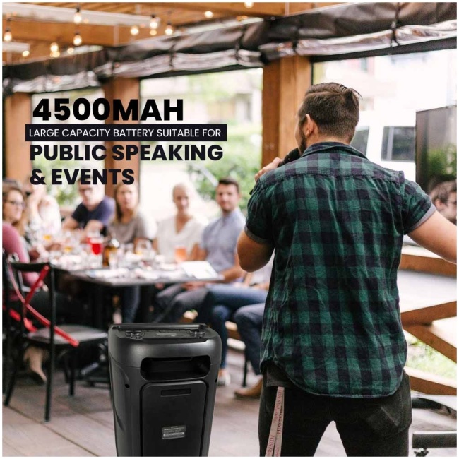 SonicGear Portable Karaoke Speaker 12'' 110W TWS BT/USB 2x Mics HYPERBOX 1200 Pro - Image 4