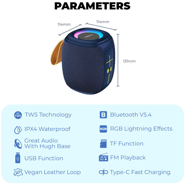 SonicGear Portable Speaker TWS BT/USB/FM/RGB SONICGO! 5 Atlantic Blue - Image 11