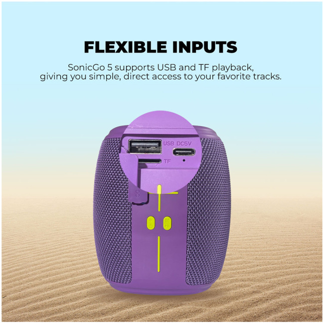 SonicGear Portable Speaker TWS BT/USB/FM/RGB SONICGO! 5 Atlantic Blue - Image 4