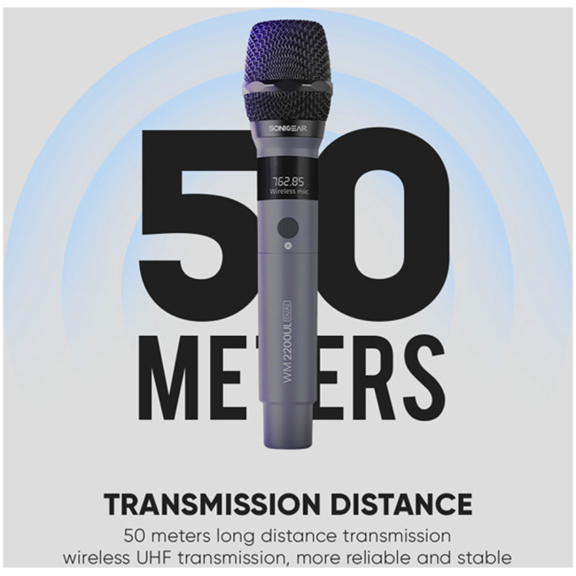 SonicGear WM2200UL DUAL Bianco 2 x Wireless 2.4GHz Rechargeable Microphone Handsets with LED Display - Image 9