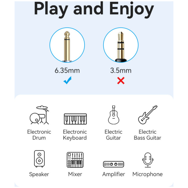 Vention AUDIO 6.3mm M-M Braided Cable Right Angle 5.0m BKEHJ - Image 8