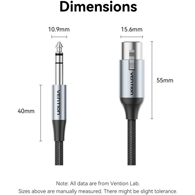 Vention AUDIO 6.3mm to XLR M-F Cable Braided-Metal 1.0m BKGHF - Image 10