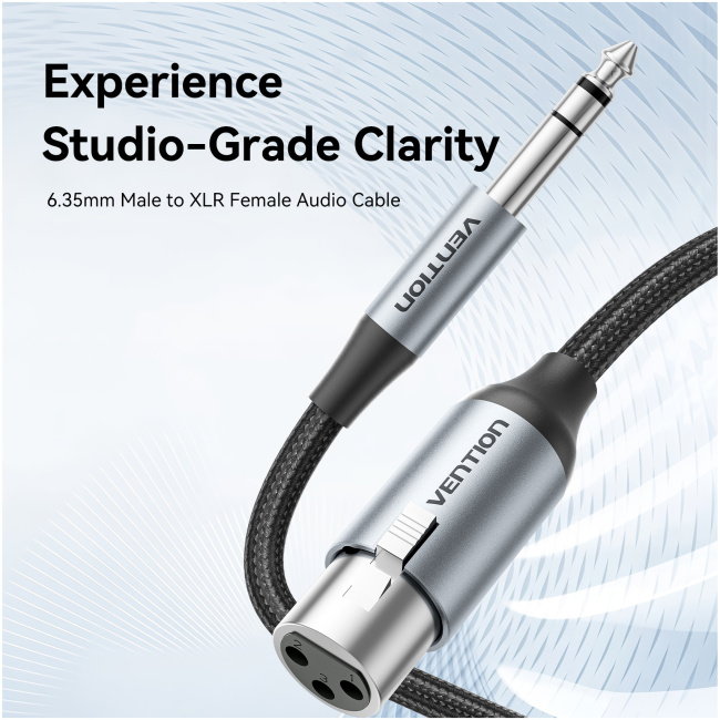 Vention AUDIO 6.3mm to XLR M-F Cable Braided-Metal 5.0m BKGHJ - Image 2