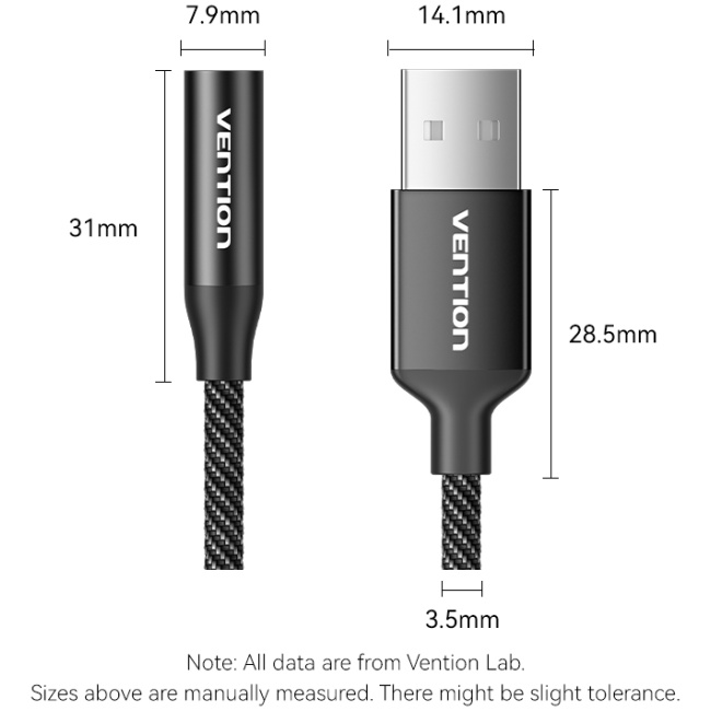 Vention AUDIO CONVERTER USB-A to 1x3.5mm 1.0m Cable Braided CVEBF - Image 12