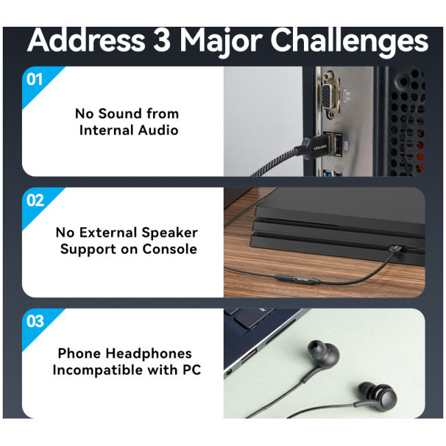 Vention AUDIO CONVERTER USB-A to 1x3.5mm 1.0m Cable Braided CVEBF - Image 5