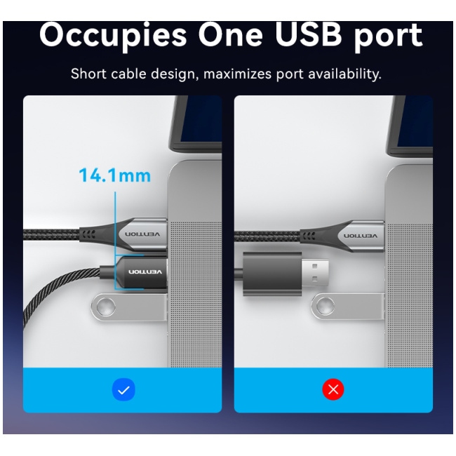 Vention AUDIO CONVERTER USB-A to 1x3.5mm 1.0m Cable Braided CVEBF - Image 7
