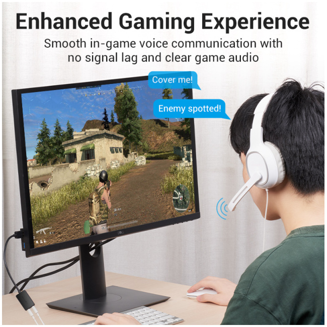 Vention AUDIO CONVERTER USB-A to 2x3.5mm 1.0m Cable CDYBF - Image 4