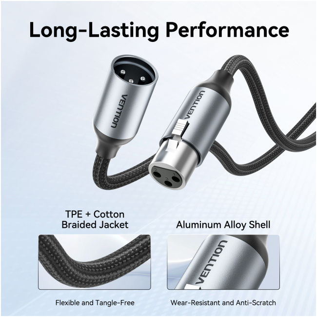 Vention AUDIO XLR M-F Cable Braided-Metal 5.0m BKHHJ - Image 7