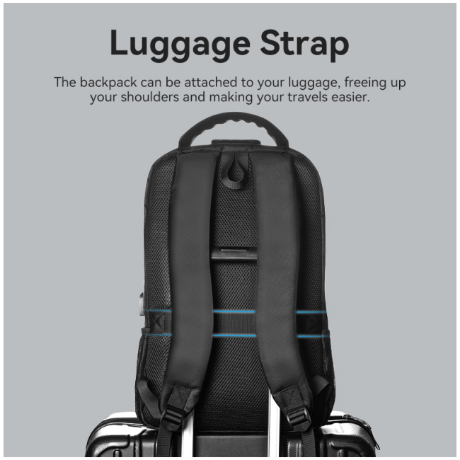 Vention Backpack 15.6'' Water-Repellent USB Charge & Lock Black KRKB0 - Image 15