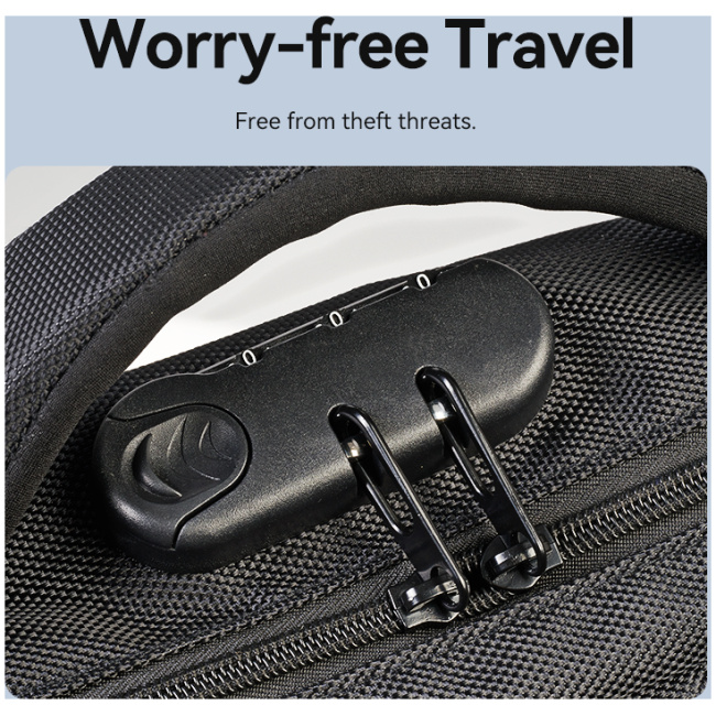 Vention Backpack 15.6'' Water-Repellent USB Charge & Lock Black KRKB0 - Image 5