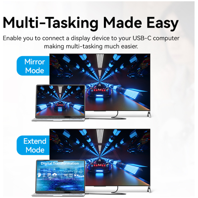 Vention Converter USB-C to DisplayPort Cable 4K60Hz 1.0m CRJBF - Image 7