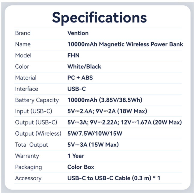 Vention Powerbank Wireless Magnetic 10000mAh 20W with Stand Black FHNB0 - Image 15