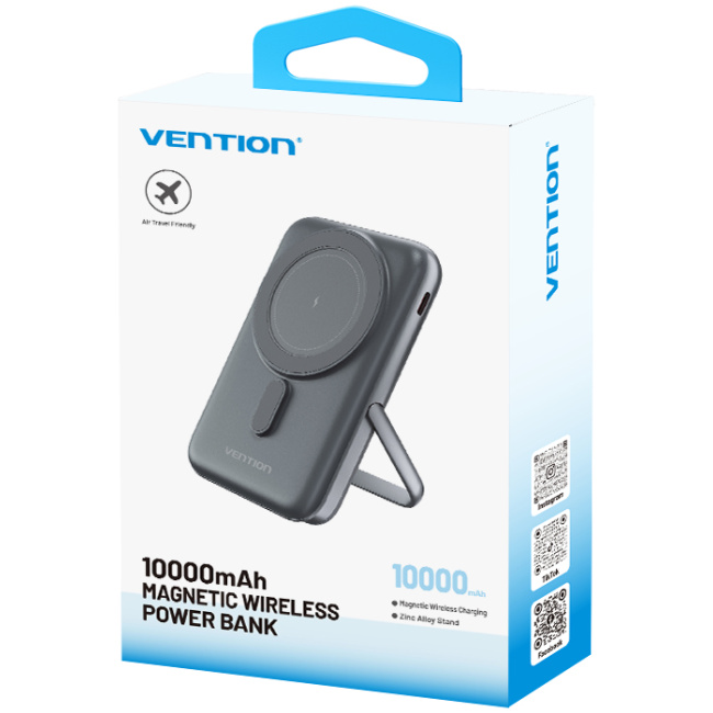 Vention Powerbank Wireless Magnetic 10000mAh 20W with Stand Black FHNB0 - Image 3