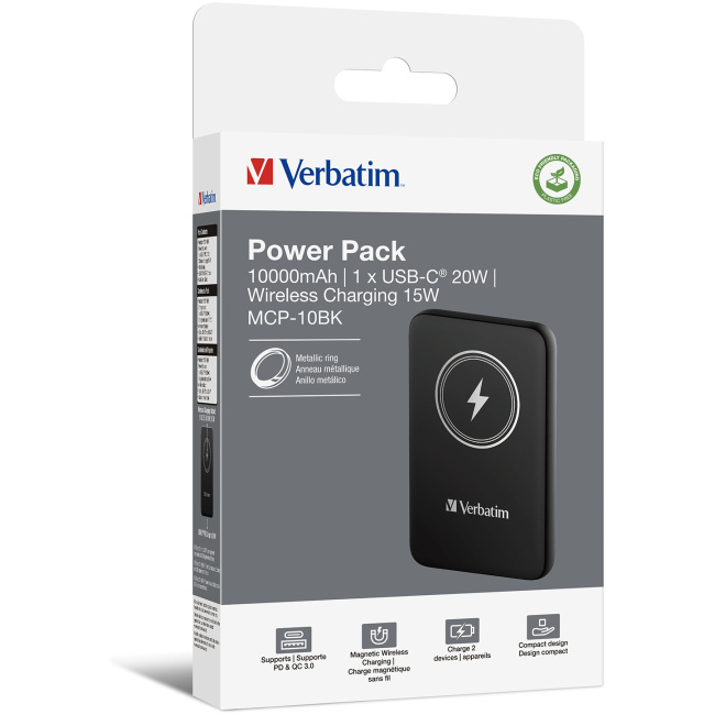 Verbatim Wireless Magnetic Slim Powerbank Qi2 15W 10000mAh Black - Image 4