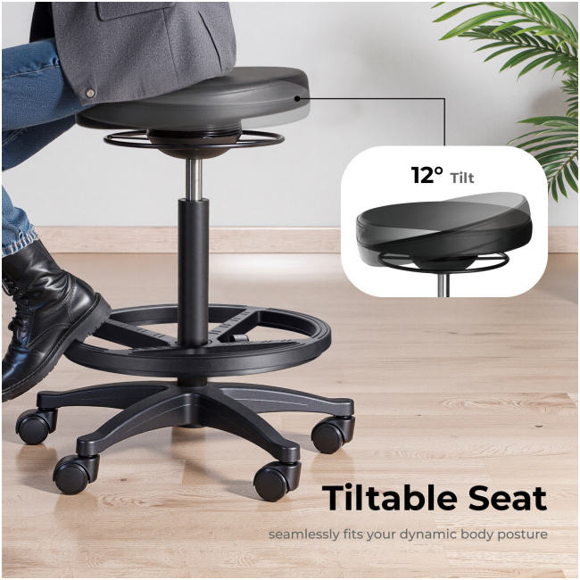 Lumivida Office Stool Ergonomic with Height Adjustale Faux Leather Upholstered Seat CH04-12 - Image 5