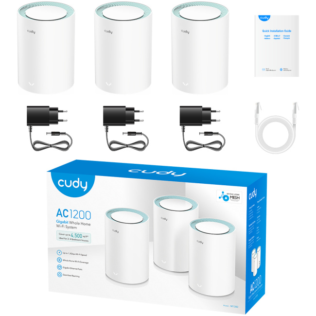 Cudy Whole Home Mesh AC1200 Dual Band Gigabit Wi-Fi 3-Pack M1300 - Image 4