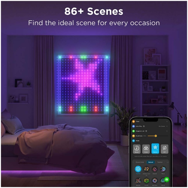 Govee LED Light Curtain Lights WiFi & BT RGBIC 1.5x1.5m IP65 (NETFLIX) - Image 5