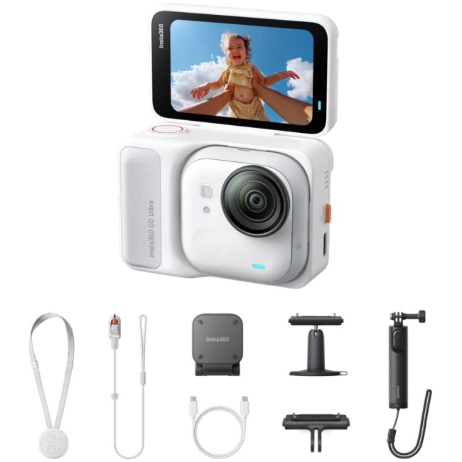 Insta360 GO Ultra Creator Bundle Arctic White - Mini 2-in-1 Tripod,Quick Release Mount, Pivot Mount