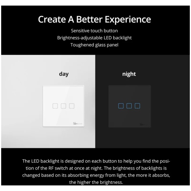 Sonoff T2EU3C-RF Smart Wall Touch Switch 3-Button White - Image 5